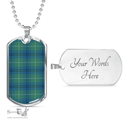 Scottish Oliphant Ancient Clan Tartan Dog Tag Necklace - Classic Scottish Plaid Tartan Plaid