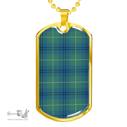 Scottish Oliphant Ancient Clan Tartan Dog Tag Necklace - Classic Scottish Plaid Tartan Plaid