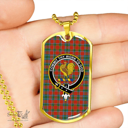 ScottishPlaid Sinclair Lyon Count Ancient Clan Tartan Dog Tag Necklace - Crest Classic Scottish Plaid Tartan Plaid