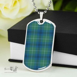 Scottish Oliphant Ancient Clan Tartan Dog Tag Necklace - Classic Scottish Plaid Tartan Plaid