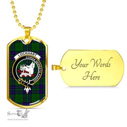 Scottish Lockhart Clan Tartan Dog Tag Necklace - Crest Classic Scottish Plaid Tartan Plaid