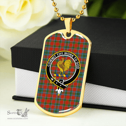 ScottishPlaid Sinclair Lyon Count Ancient Clan Tartan Dog Tag Necklace - Crest Classic Scottish Plaid Tartan Plaid