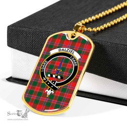 Scottish Dalziel Clan Tartan Dog Tag Necklace - Crest Classic Scottish Plaid Tartan Plaid