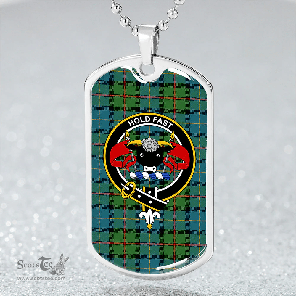 ScottishPlaid MacLeod of Assynt Ancient Clan Tartan Dog Tag Necklace - Crest Classic Scottish Plaid Tartan Plaid