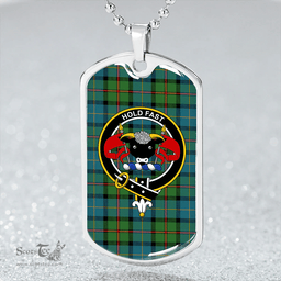 ScottishPlaid MacLeod of Assynt Ancient Clan Tartan Dog Tag Necklace - Crest Classic Scottish Plaid Tartan Plaid