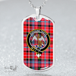 ScottishPlaid Straiton Clan Tartan Dog Tag Necklace - Crest Classic Scottish Plaid Tartan Plaid