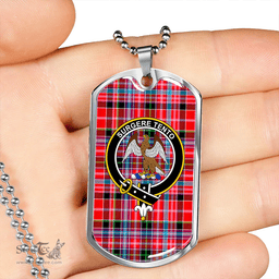 ScottishPlaid Straiton Clan Tartan Dog Tag Necklace - Crest Classic Scottish Plaid Tartan Plaid