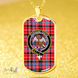 ScottishPlaid Straiton Clan Tartan Dog Tag Necklace - Crest Classic Scottish Plaid Tartan Plaid