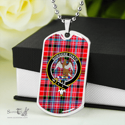 ScottishPlaid Straiton Clan Tartan Dog Tag Necklace - Crest Classic Scottish Plaid Tartan Plaid