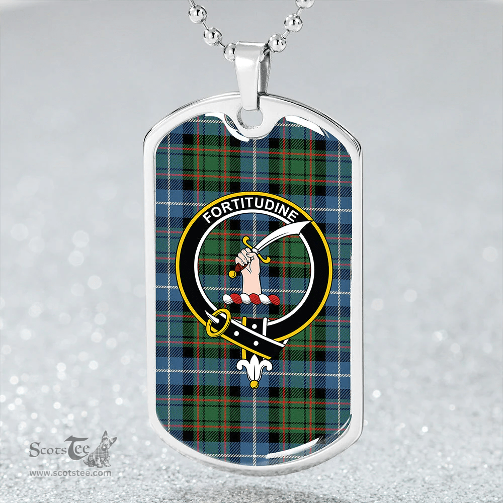 ScottishPlaid MacRae Hunting (1715 variant) Ancient Clan Tartan Dog Tag Necklace - Crest Classic Scottish Plaid Tartan Plaid