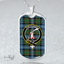 ScottishPlaid MacRae Hunting (1715 variant) Ancient Clan Tartan Dog Tag Necklace - Crest Classic Scottish Plaid Tartan Plaid