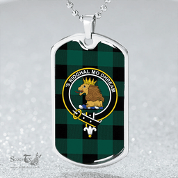 ScottishPlaid Robin Hood (MacGregor/Gregor Rob Roy Hunting) Modern Clan Tartan Dog Tag Necklace - Crest Classic Scottish Plaid Tartan Plaid