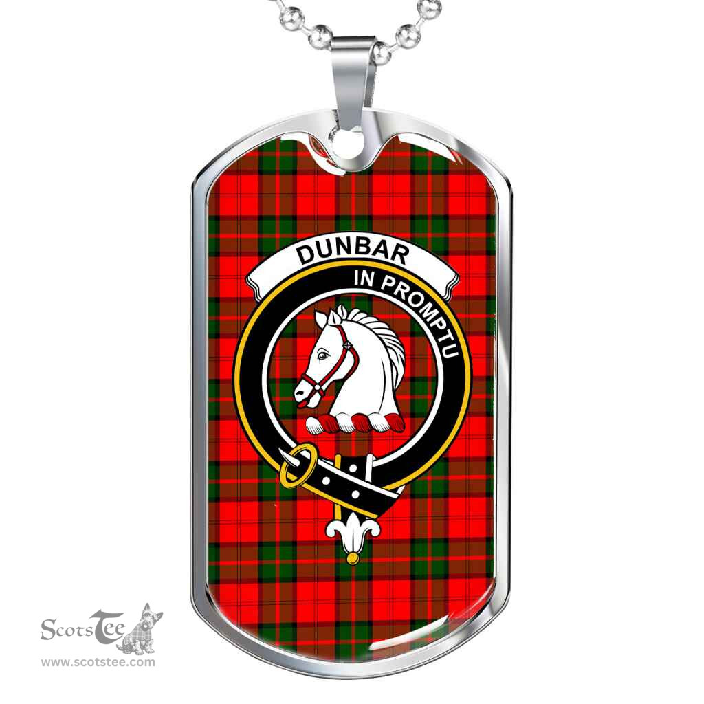 Scottish Dunbar Clan Tartan Dog Tag Necklace - Crest Classic Scottish Plaid Tartan Plaid