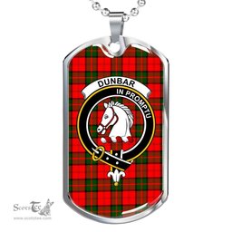 Scottish Dunbar Clan Tartan Dog Tag Necklace - Crest Classic Scottish Plaid Tartan Plaid