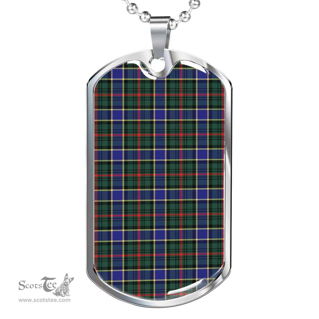 Scottish Ogilvie Hunting Modern Clan Tartan Dog Tag Necklace - Classic Scottish Plaid Tartan Plaid