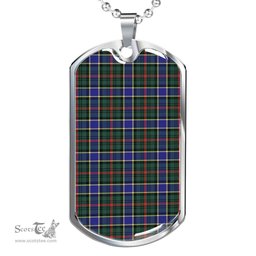 Scottish Ogilvie Hunting Modern Clan Tartan Dog Tag Necklace - Classic Scottish Plaid Tartan Plaid