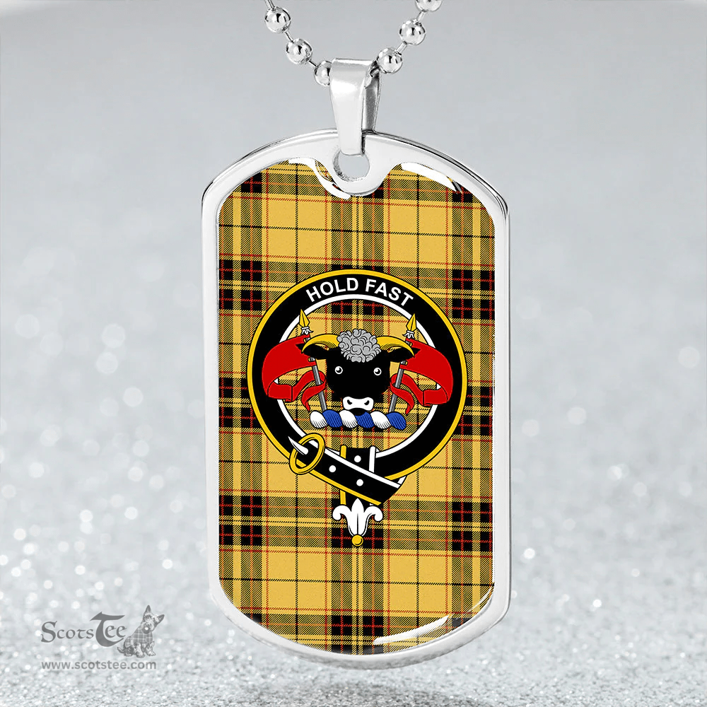 ScottishPlaid MacLeod Snuffbox Weathered Clan Tartan Dog Tag Necklace - Crest Classic Scottish Plaid Tartan Plaid