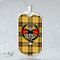 ScottishPlaid MacLeod Snuffbox Weathered Clan Tartan Dog Tag Necklace - Crest Classic Scottish Plaid Tartan Plaid