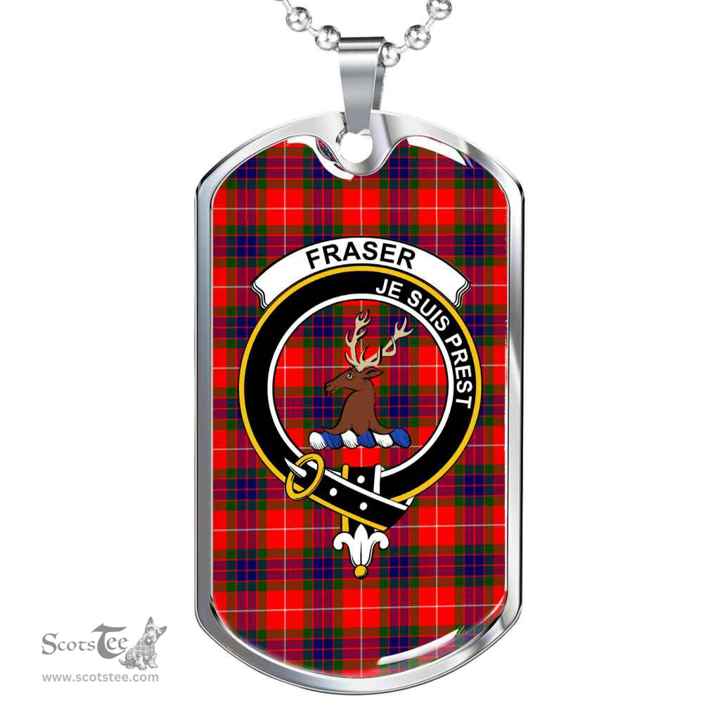 Scottish Fraser (of Lovat) Clan Tartan Dog Tag Necklace - Crest Classic Scottish Plaid Tartan Plaid