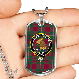 ScottishPlaid MacGregor of Cardney (Gregor of Cardney) Modern Clan Tartan Dog Tag Necklace - Crest Classic Scottish Plaid Tartan Plaid