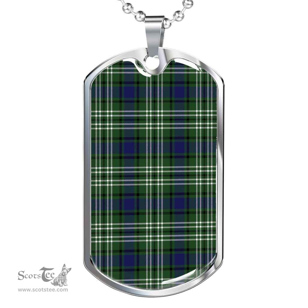 Scottish Blyth Clan Tartan Dog Tag Necklace - Classic Scottish Plaid Tartan Plaid