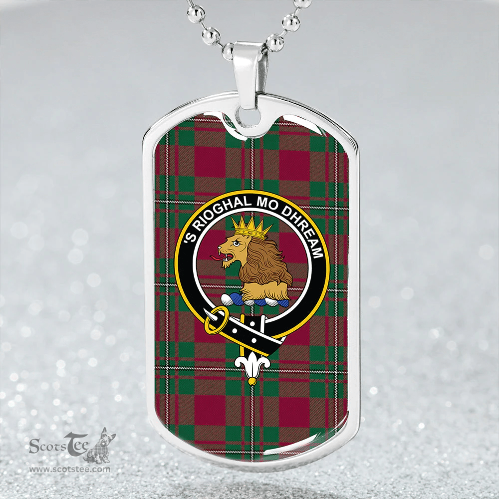 ScottishPlaid MacGregor of Cardney (Gregor of Cardney) Modern Clan Tartan Dog Tag Necklace - Crest Classic Scottish Plaid Tartan Plaid