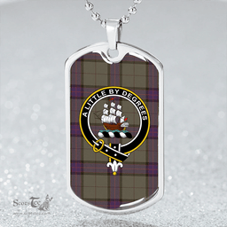 ScottishPlaid MacWilliam Hunting (Williamson Hunting) Weathered Clan Tartan Dog Tag Necklace - Crest Classic Scottish Plaid Tartan Plaid