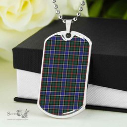 Scottish Ogilvie Hunting Modern Clan Tartan Dog Tag Necklace - Classic Scottish Plaid Tartan Plaid