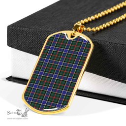 Scottish Ogilvie Hunting Modern Clan Tartan Dog Tag Necklace - Classic Scottish Plaid Tartan Plaid