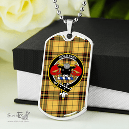 ScottishPlaid MacLeod Snuffbox Weathered Clan Tartan Dog Tag Necklace - Crest Classic Scottish Plaid Tartan Plaid