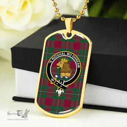 ScottishPlaid MacGregor of Cardney (Gregor of Cardney) Modern Clan Tartan Dog Tag Necklace - Crest Classic Scottish Plaid Tartan Plaid