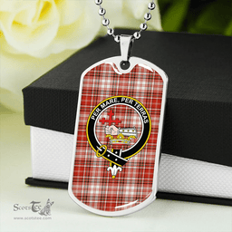 ScottishPlaid MacDougal Dress Ancient Clan Tartan Dog Tag Necklace - Crest Classic Scottish Plaid Tartan Plaid