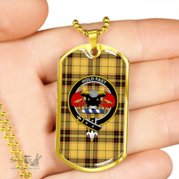 ScottishPlaid MacLeod Snuffbox Weathered Clan Tartan Dog Tag Necklace - Crest Classic Scottish Plaid Tartan Plaid
