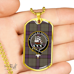 ScottishPlaid MacWilliam Hunting (Williamson Hunting) Weathered Clan Tartan Dog Tag Necklace - Crest Classic Scottish Plaid Tartan Plaid