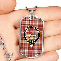 ScottishPlaid MacDougal Dress Ancient Clan Tartan Dog Tag Necklace - Crest Classic Scottish Plaid Tartan Plaid