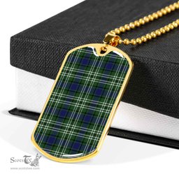 Scottish Blyth Clan Tartan Dog Tag Necklace - Classic Scottish Plaid Tartan Plaid