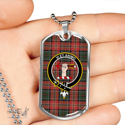 ScottishPlaid MacCulloch Ancient Clan Tartan Dog Tag Necklace - Crest Classic Scottish Plaid Tartan Plaid