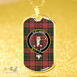 ScottishPlaid MacCulloch Ancient Clan Tartan Dog Tag Necklace - Crest Classic Scottish Plaid Tartan Plaid