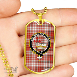 ScottishPlaid MacDougal Dress Ancient Clan Tartan Dog Tag Necklace - Crest Classic Scottish Plaid Tartan Plaid