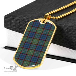Scottish Nicolson Hunting Ancient Clan Tartan Dog Tag Necklace - Classic Scottish Plaid Tartan Plaid