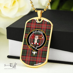 ScottishPlaid MacCulloch Ancient Clan Tartan Dog Tag Necklace - Crest Classic Scottish Plaid Tartan Plaid