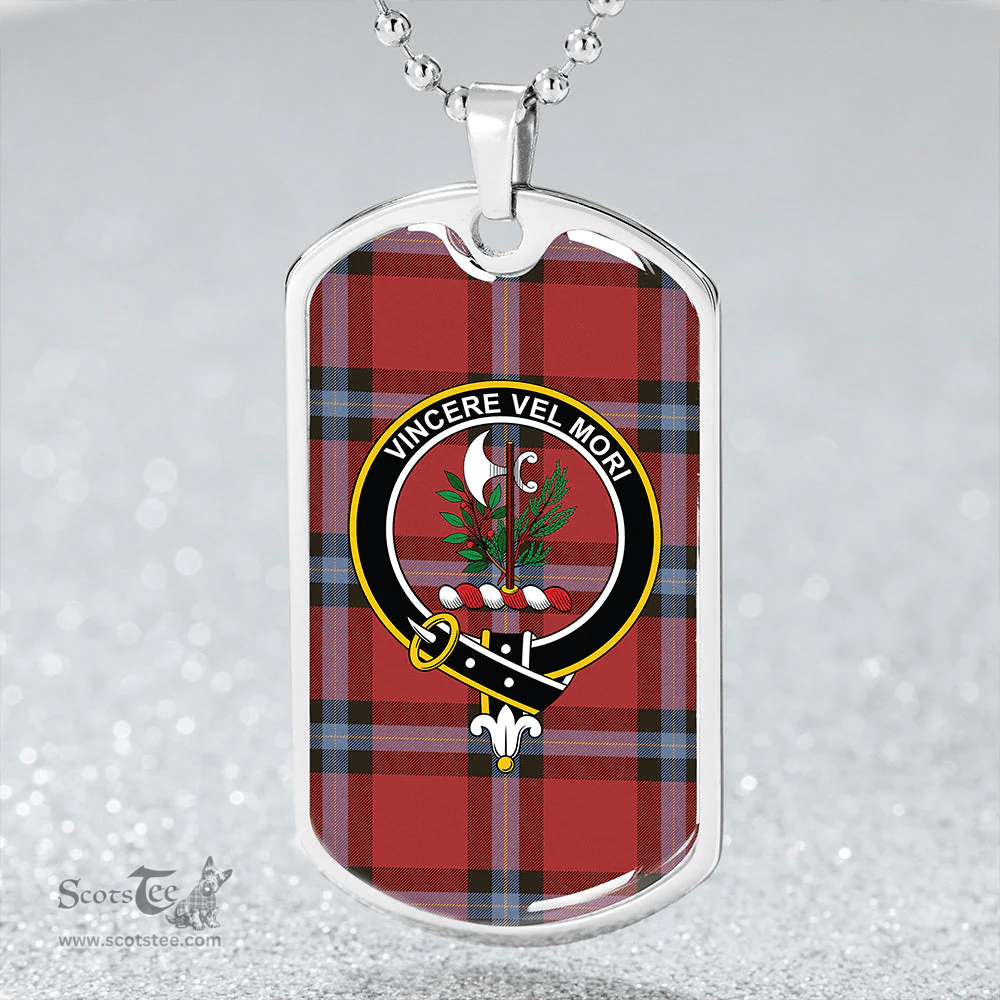 ScottishPlaid MacLaine of LochBuie (Cockburn) (MacLaine) Weathered Clan Tartan Dog Tag Necklace - Crest Classic Scottish Plaid Tartan Plaid