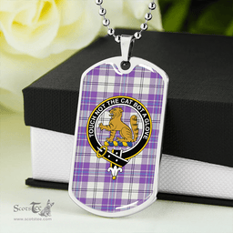 ScottishPlaid MacPherson Dress Purple Modern Clan Tartan Dog Tag Necklace - Crest Classic Scottish Plaid Tartan Plaid
