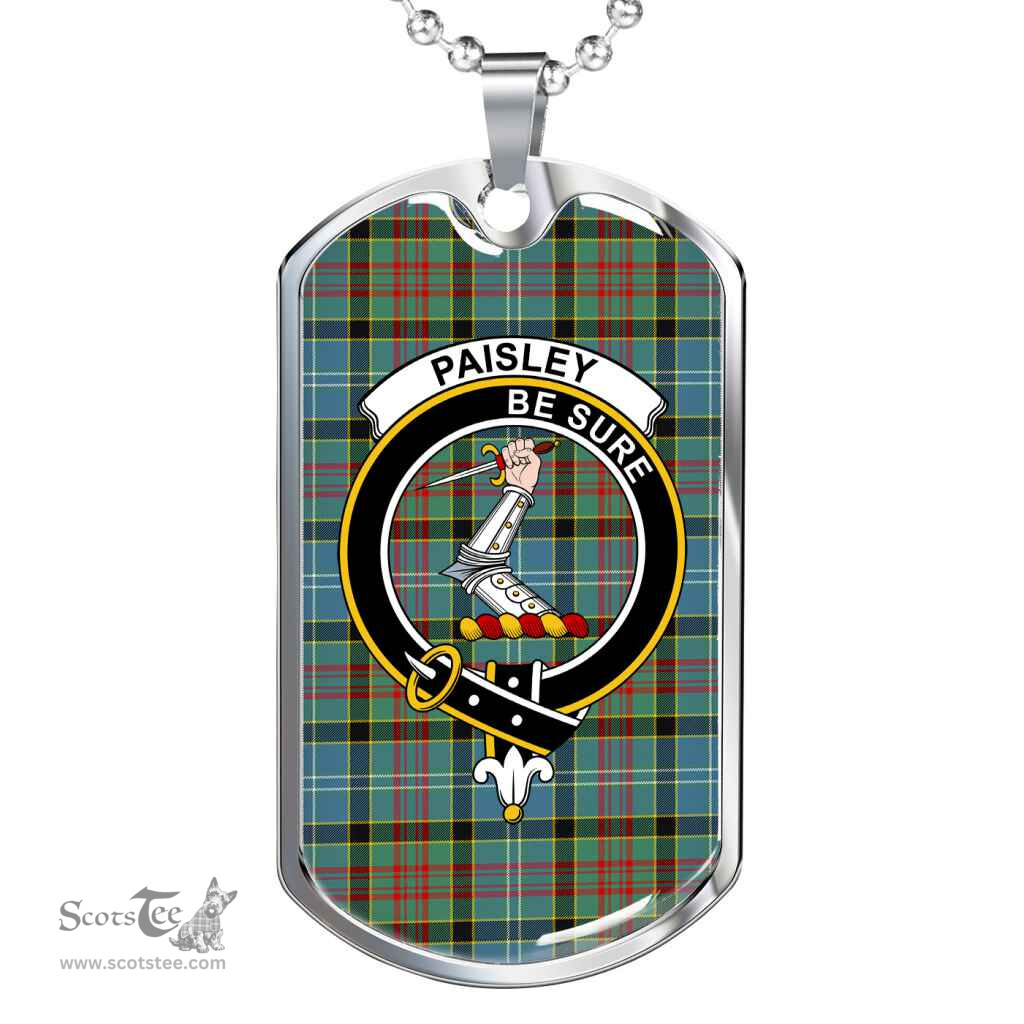 Scottish Paisley Clan Tartan Dog Tag Necklace - Crest Classic Scottish Plaid Tartan Plaid
