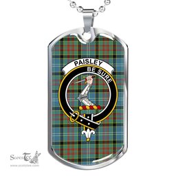 Scottish Paisley Clan Tartan Dog Tag Necklace - Crest Classic Scottish Plaid Tartan Plaid