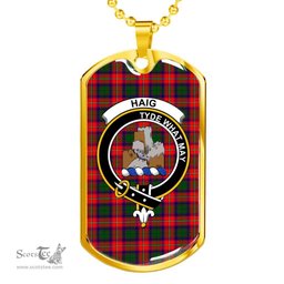 Scottish Haig Clan Tartan Dog Tag Necklace - Crest Classic Scottish Plaid Tartan Plaid