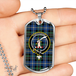 ScottishPlaid MacRae Hunting Modern Clan Tartan Dog Tag Necklace - Crest Classic Scottish Plaid Tartan Plaid