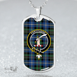 ScottishPlaid MacRae Hunting Modern Clan Tartan Dog Tag Necklace - Crest Classic Scottish Plaid Tartan Plaid