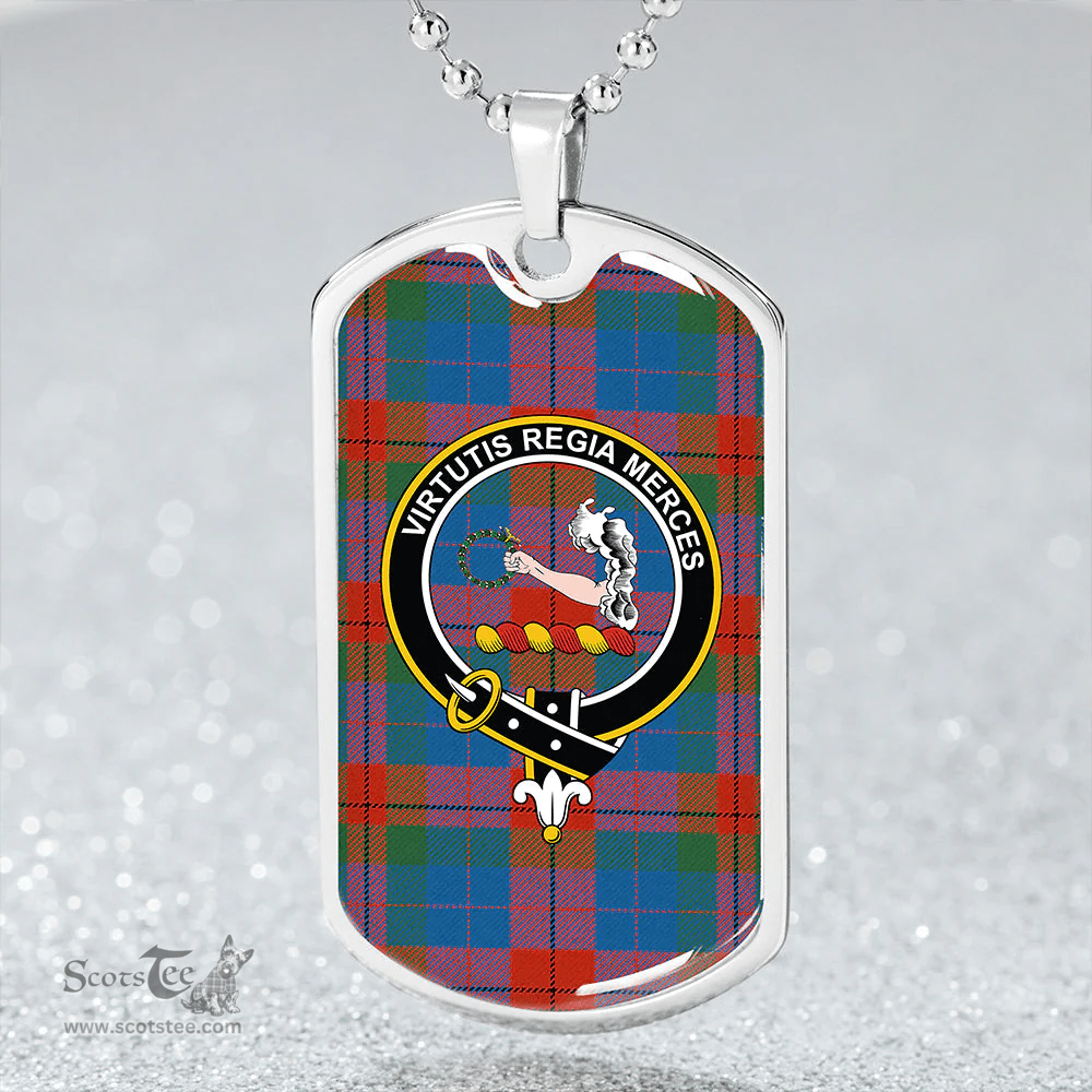 ScottishPlaid Skene of Cromar Ancient Clan Tartan Dog Tag Necklace - Crest Classic Scottish Plaid Tartan Plaid