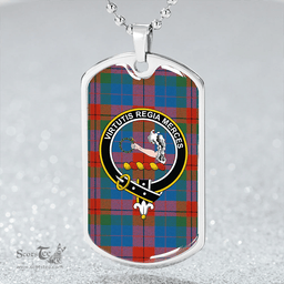 ScottishPlaid Skene of Cromar Ancient Clan Tartan Dog Tag Necklace - Crest Classic Scottish Plaid Tartan Plaid